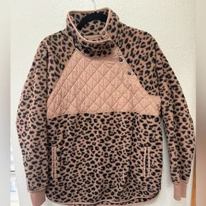 Abercrombie & Fitch Animal Print Sherpa Pullover Large